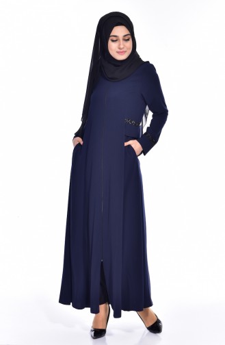 Abaya mit Pailetten 2515-01 Dunkelblau 2515-01