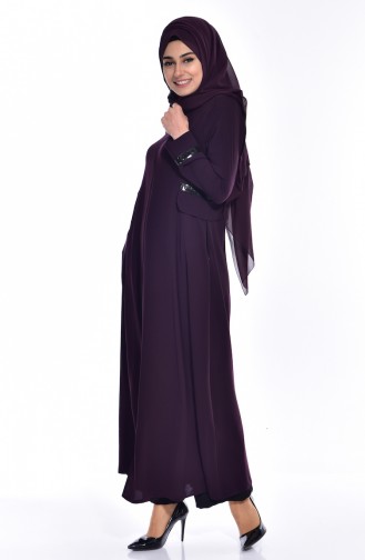 Abaya mit Pailetten 2515-02 Lila 2515-02