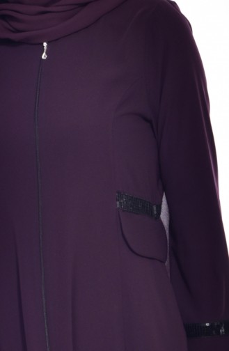 Abaya Détail Paillette 2515-02 Pourpre 2515-02