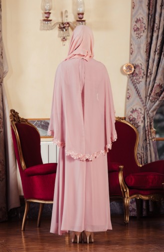 Powder Hijab Evening Dress 52662-07