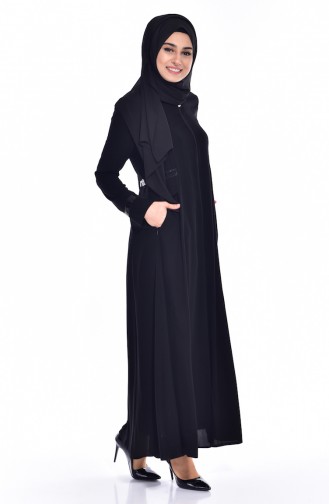 Abaya mit Pailetten 2515-04 Schwarz 2515-04