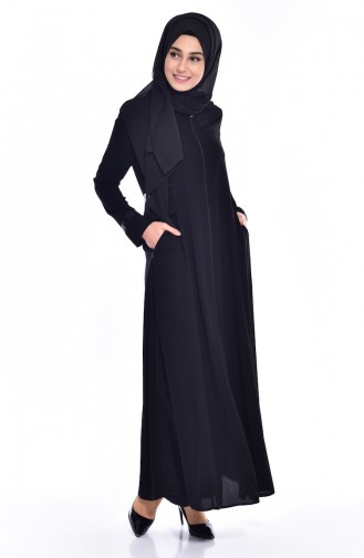 Abaya Détail Paillette 2515-04 Noir 2515-04