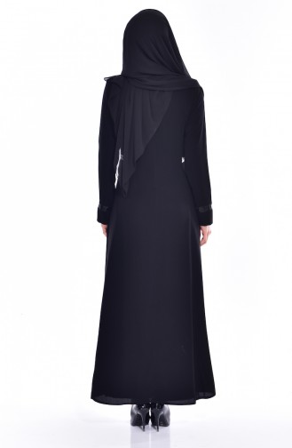 Abaya Détail Paillette 2515-04 Noir 2515-04