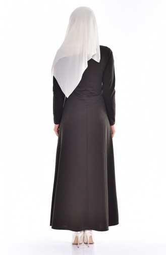 Khaki Hijab Dress 7715-04