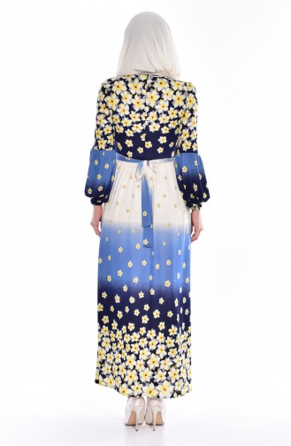 Navy Blue Hijab Dress 5196-05