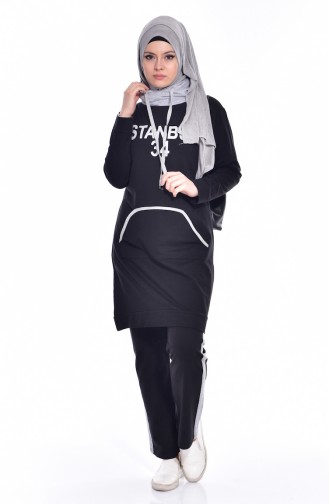 Hooded Tracksuit 18041-01 Black Gray 18041-01