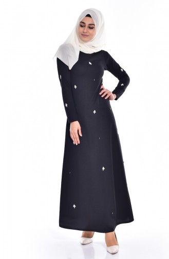Black Hijab Dress 7715-01