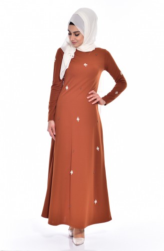 Tan Hijab Dress 7715-05