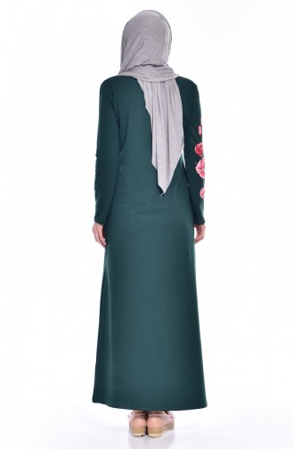 توبانور فستان مُحاك بتصميم مُطبع 2919-07 لون أخضر زمردي 2919-07