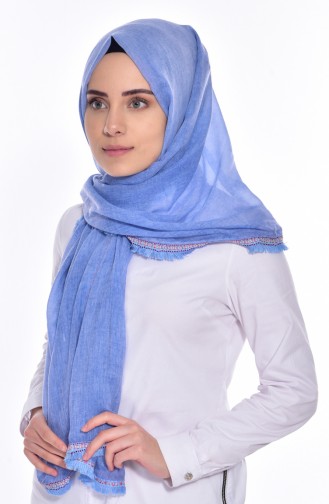 Şeritli Cotton Şal 503198-02 Bebe Mavisi