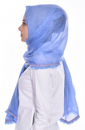 Şeritli Cotton Şal 503198-02 Bebe Mavisi