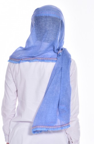 Şeritli Cotton Şal 503198-02 Bebe Mavisi