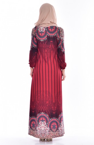 Claret Red Hijab Dress 5198-04