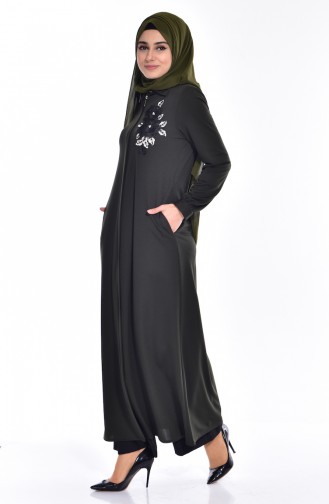 EFE Embroidered Pearls Abaya 0153-05 Khaki 0153 -05