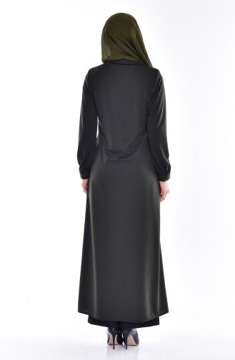 Abaya Perlées Bordée 0153-05 Khaki 0153 -05