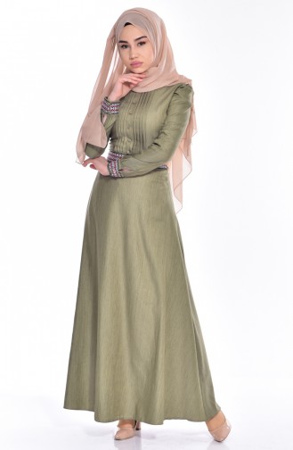 Khaki Hijab Dress 81537-05