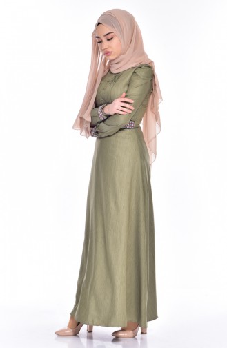 Khaki Hijab Dress 81537-05