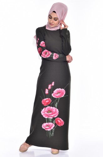 Khaki Hijab Dress 2919-05