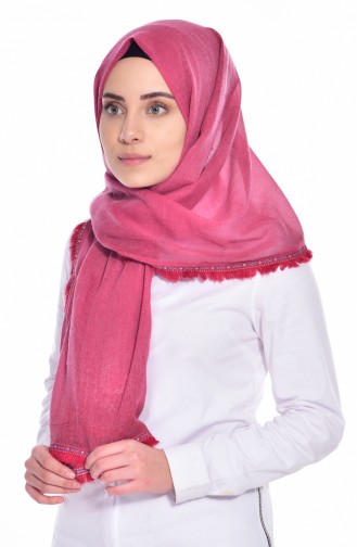 Şeritli Cotton Şal 503198-08 Kırmızı