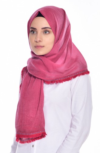 Şeritli Cotton Şal 503198-08 Kırmızı
