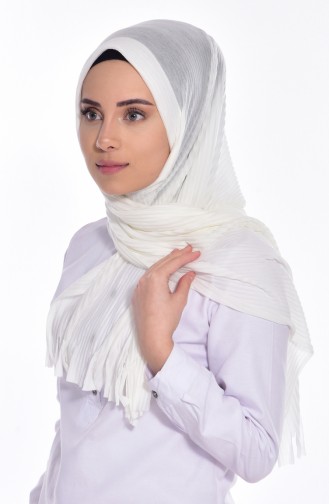 Practical Pleated Cotton Shawl 1011-01 Cream 1011-01