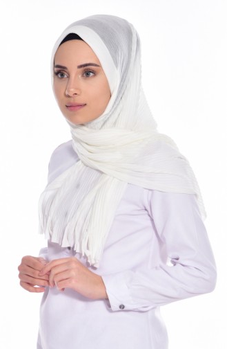 Practical Pleated Cotton Shawl 1011-01 Cream 1011-01