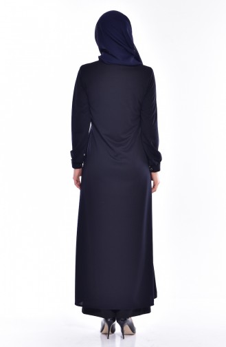 Perlen Abaya mit Stickerei 0153-03 Dunkelblau 0153 -03