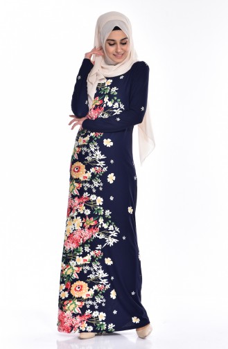 Knitted Crepe Dress 2931-01 Navy Blue 2931-01