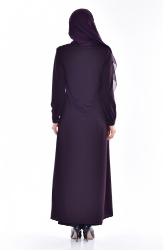 Abaya Perlées Bordée 0153-02 Pourpre 0153 -02