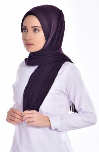 Practical Pleated Cotton Shawl 1011-14 Plum 1011-14