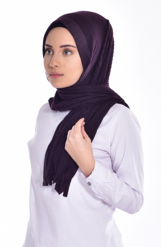 Practical Pleated Cotton Shawl 1011-14 Plum 1011-14