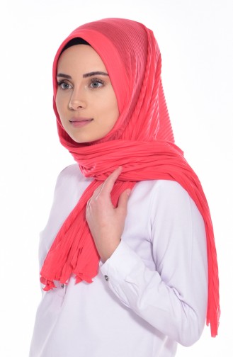 Practical Pleated Cotton Shawl 1011-17 Vermilion 1011-17