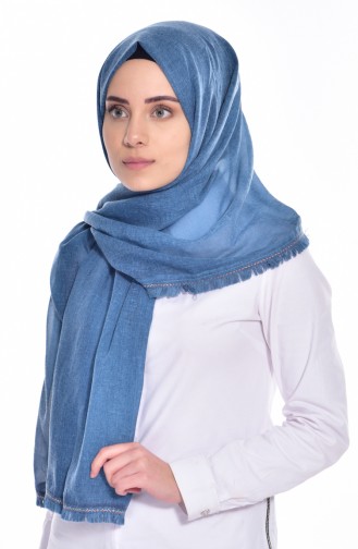 Şeritli Cotton Şal 503198-12 Petrol