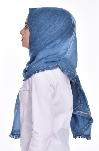 Şeritli Cotton Şal 503198-12 Petrol