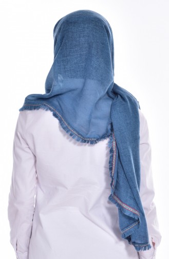 Şeritli Cotton Şal 503198-12 Petrol