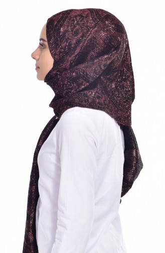 Desenli Pliseli Şal 50158-01 Siyah Bakır