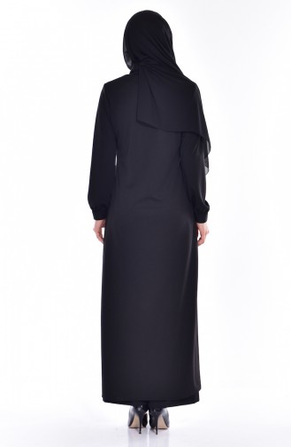 Abaya Bordé et Perlées 0153-01 Noir 0153 -01