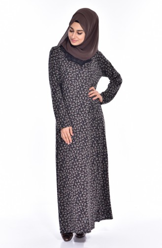 Khaki Hijab Dress 0133-01