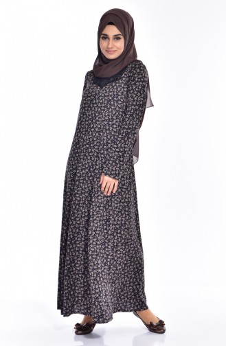 Khaki Hijab Dress 0133-01