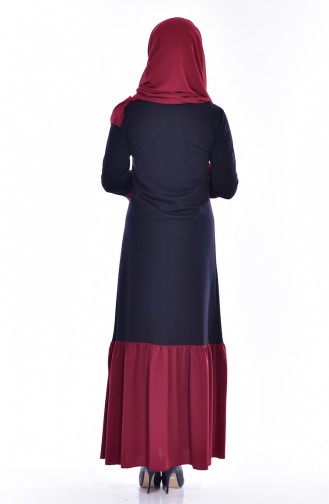 Navy Blue Hijab Dress 0154-01