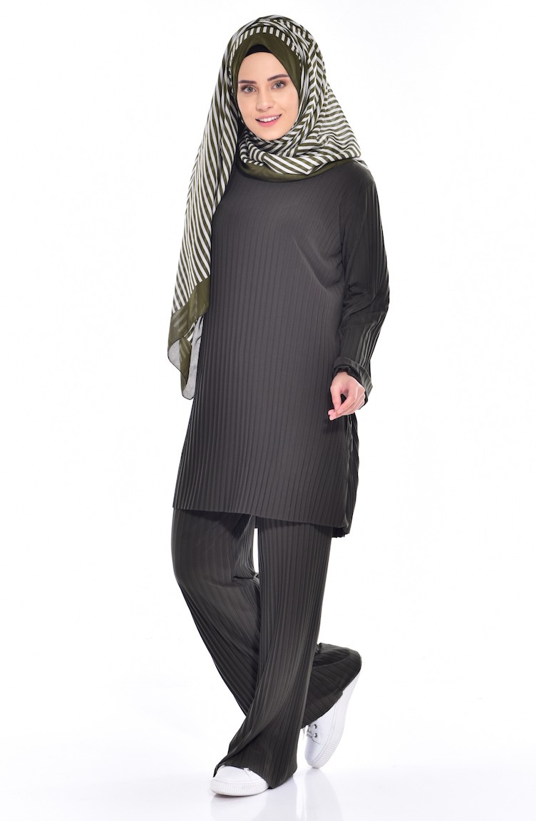 Piliseli Tunik Pantolon İkili Takım 18991-02 Haki