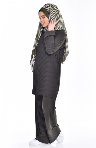 Piliseli Tunik Pantolon İkili Takım 18991-02 Haki