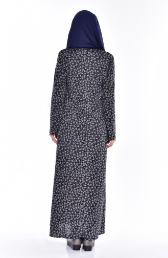Navy Blue Hijab Dress 0133-03
