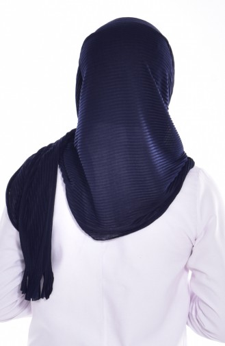 Practical Pleated Cotton Shawl 1011-04 Navy Blue 1011-04