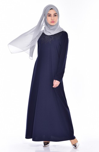 Navy Blue İslamitische Jurk 0150-05