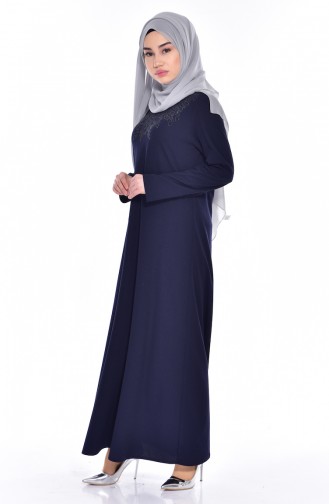 Navy Blue Hijab Dress 0150-05