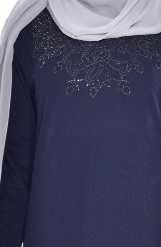 Navy Blue Hijab Dress 0150-05