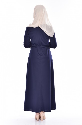 Navy Blue Hijab Dress 0123-05