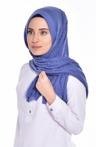Practical Pleated Cotton Shawl 1011-05 Blue 1011-05
