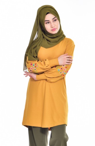 Kolu Nakışlı Tunik 1205-03 Sarı